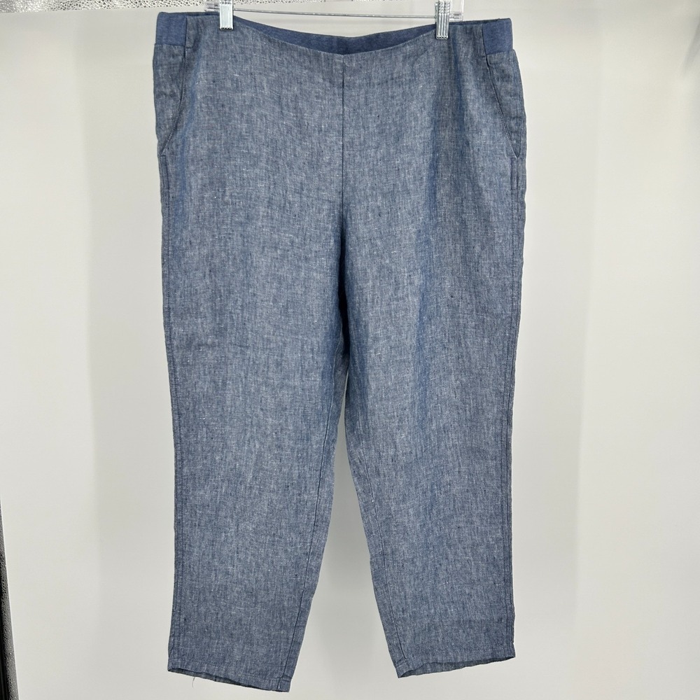 J Jill Love Linen Pull On Pants Womens XL Petite Coastal Cottage Sustainable